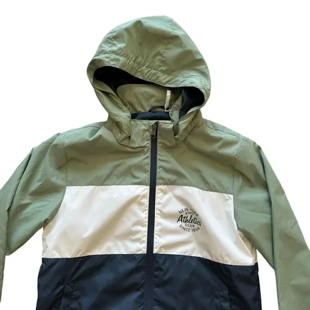 H& M Mint Blue Color Block  Lightweight Windbreaker Lined SZ 6-7 #2230 - Picture 2 of 13